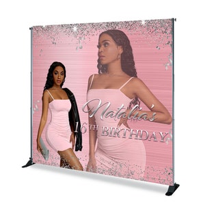 Custom Photo Birthday Photo Backdrop Sweet 16 20th 30th 40th Birthday Photography Background Pink and Silver Dots Photo Studio Poster