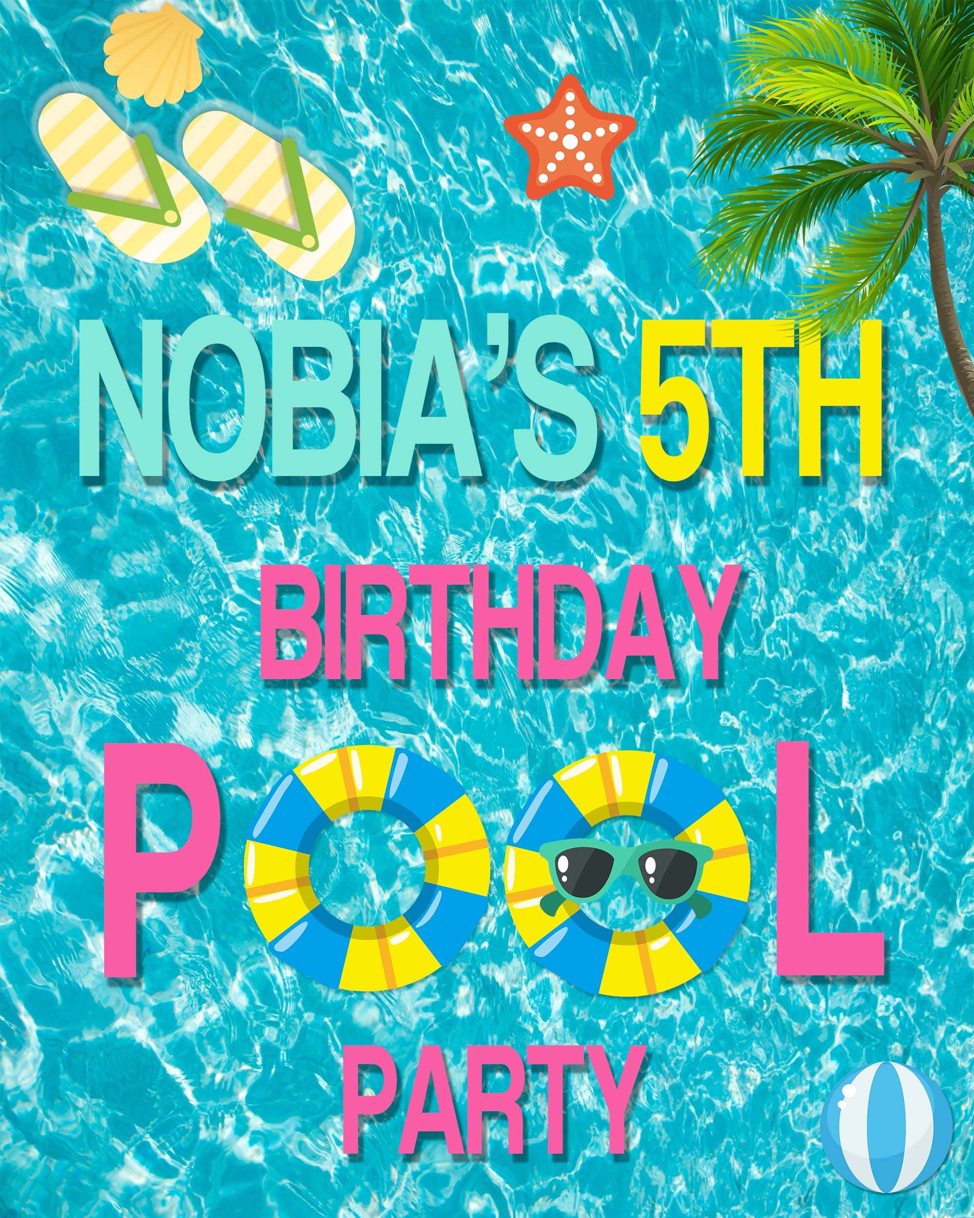 Birthday Pool Party Photography Backdrop Kids Happy Birthday Etsy