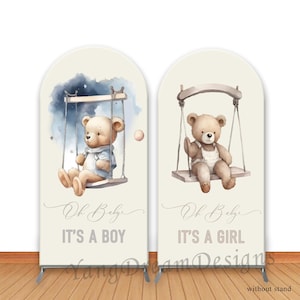 Teddy Bear Baby Shower Backdrop: Gender Reveal Photo Booth Cover
