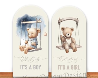 SDOTPMT Diamètre 1.8m Bois Rustique Douche de bébé Ours Fête Toile de Fond Ronde Couverture Fond de Photographie pour la décoration de bannière de Table Cake Enfants Adultes Portrait Photo Props