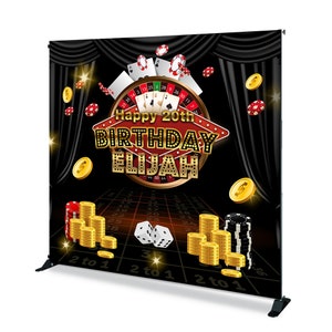 Las Vegas Birthday Backdrop 20th 30th 40th Casino theme Photography Background Vinyl Polyester Picture Banner