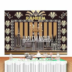 Harlem Nights Great Gatsby Photo Backdrop 30Th 40Th Birthday School Dance Decor Photography Background Retro Gold Vinyl Photo Studio Props