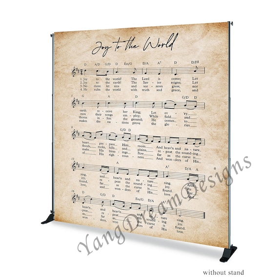 Joy to the World Christmas Backdrop: Vintage Sheet Music Decor