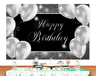 Black and Silver Backdrop ,adults Party Banner, Party Decoration for  Birthday, Bachelorette, Weddings, Graduation, Prom, Gatsby 6ft X 6ft 