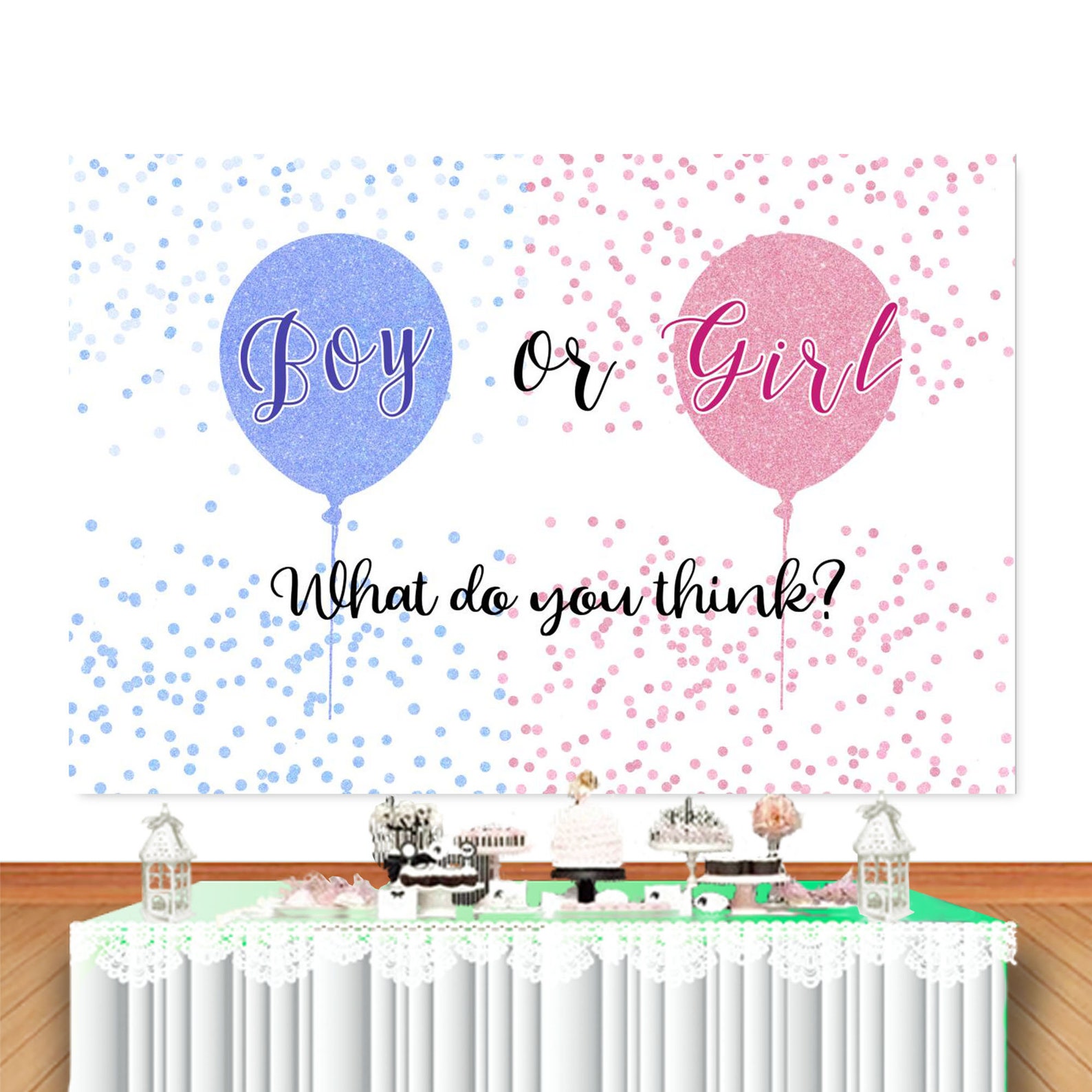Gender Reveal Photo Backdrop Baby Shower Boy or Girl Etsy