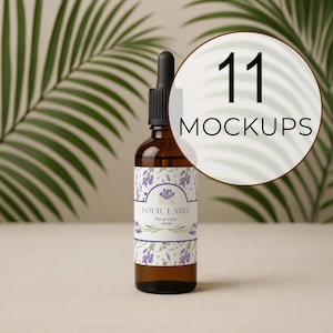 Amber Glass Dropper Bottle Mockups: Skincare & Cosmetics (PSD Digital Download)