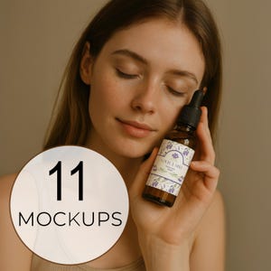 Amber Glass Dropper Bottle Mockups: Skincare & Cosmetics (PSD Digital Download)