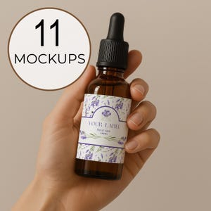 Amber Glass Dropper Bottle Mockups: Skincare & Cosmetics (PSD Digital Download)