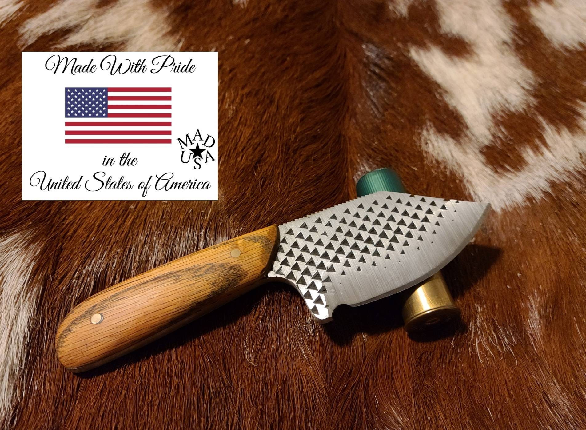 EDC Clip Point Rasp Knife Red Oak Handle 3.25 Blade Hand Etsy