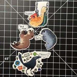 Silly Animals Stickers // Otter, Seal, Chicken, Crow