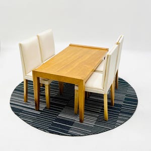 Modern Dollhouse Pleather Chairs and Wood Table Set