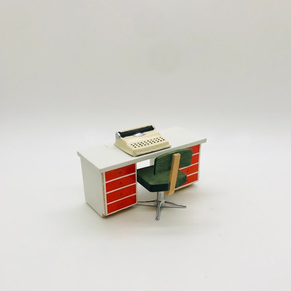 Vintage Hanse of Denmark Desk, Lundby Chair, and Typewriter