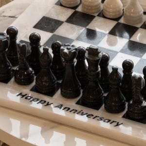White and Black Premium Marble Chess Set (15x15) - Marble Chess Gift for Him/ Her