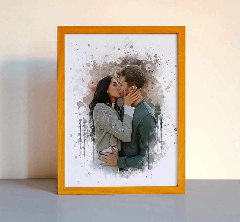 Personalized Watercolor Portrait Christmas Gift for Her Valentines Day