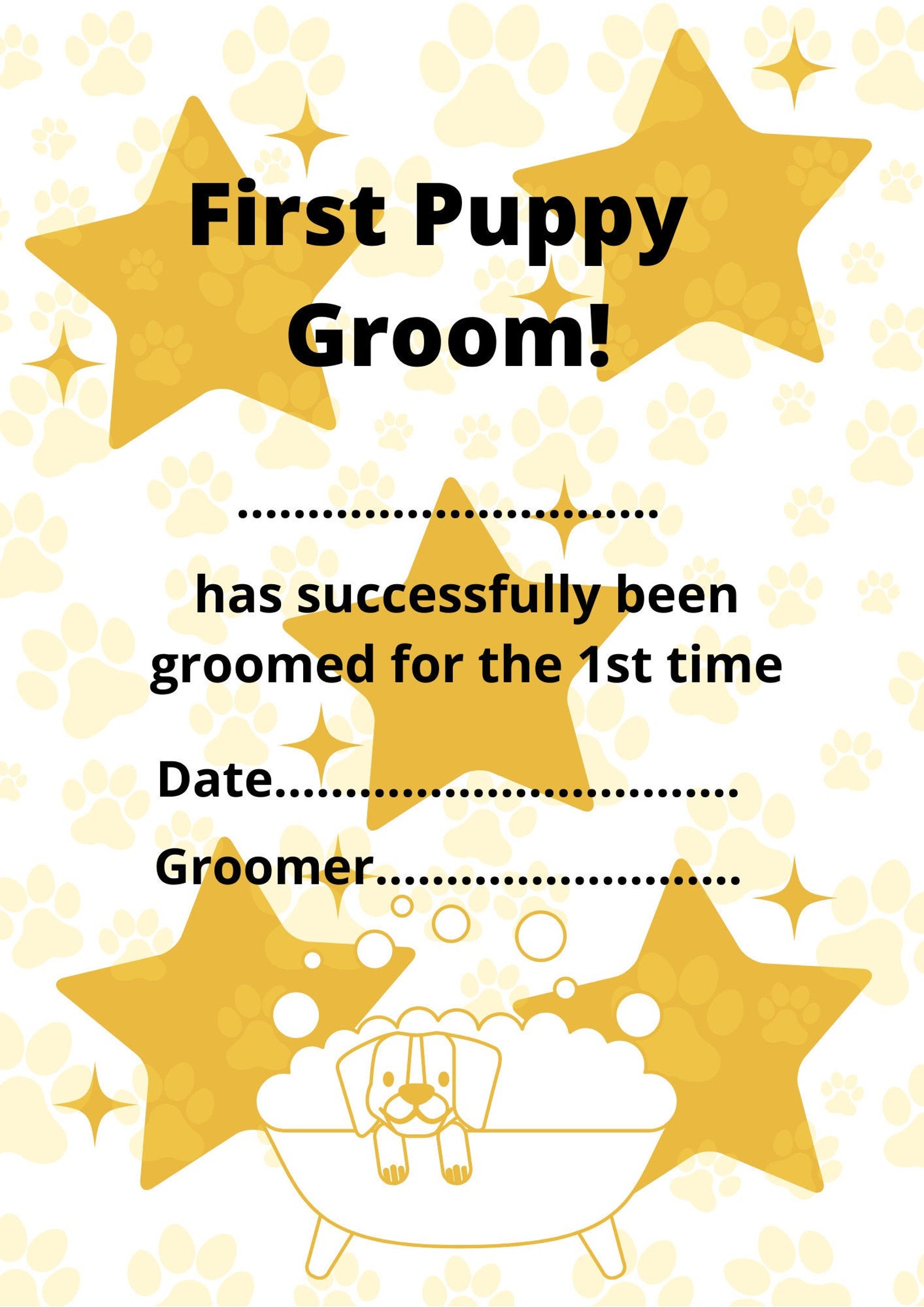 First Puppy Groom Certificate | Etsy