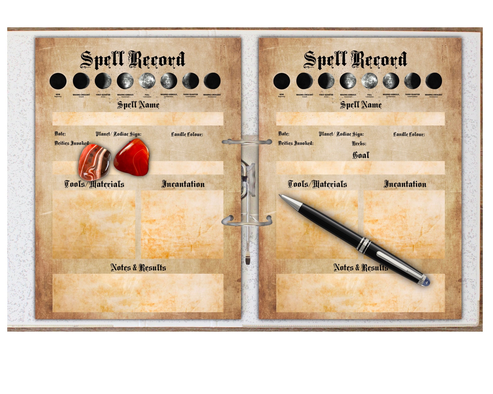 Recipe Spell Template Grimoire Bos Spell Recipe Page Witch Etsy