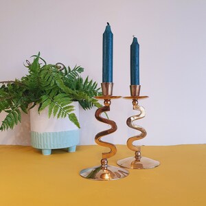 Attractive Pair of Vintage Brass Candlestick Holders