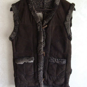 Brown Suede Shearling Vest Vintage Women's Outerwear - Etsy