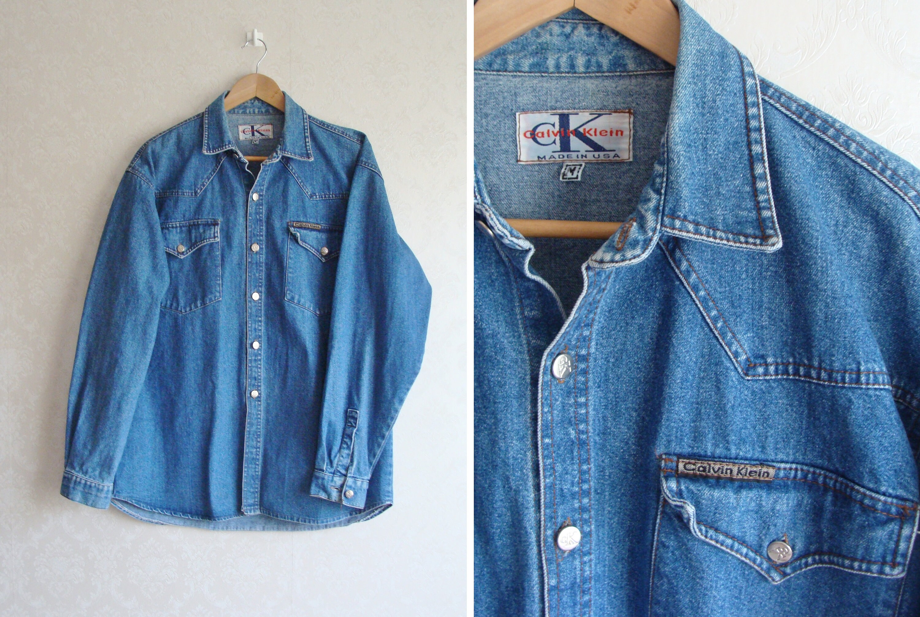Camisa de mezclilla calvin klein sales