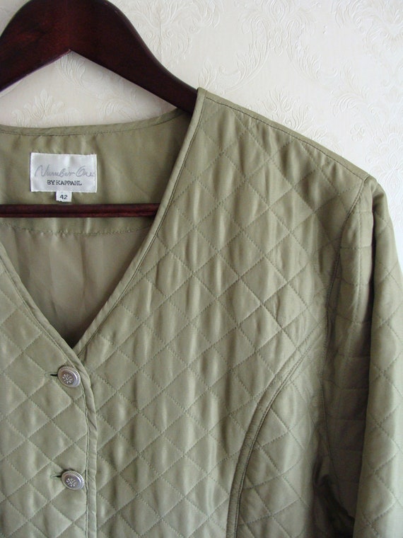 Sage Green Quilted Liner Jacket, Cropped Silk Jacket,… Gem