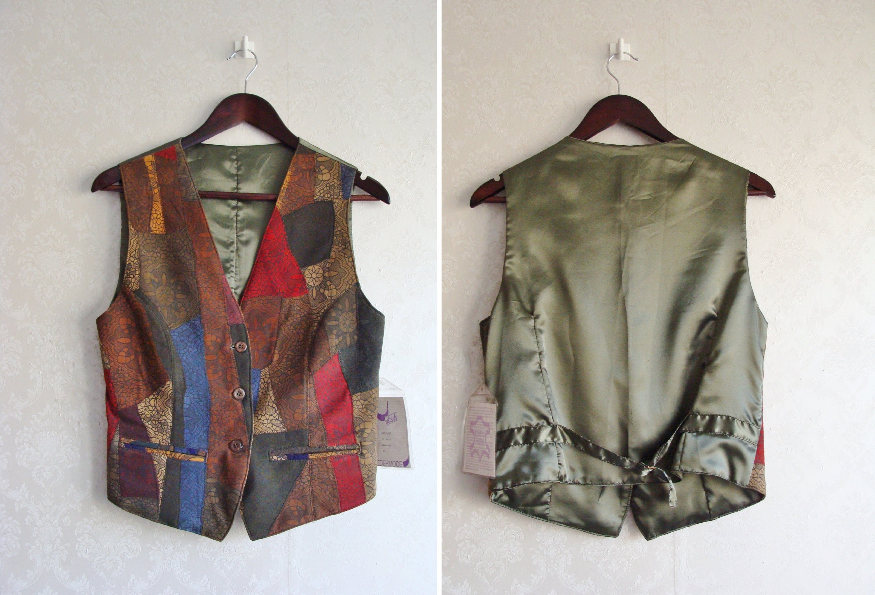 Patchwork leather vest sale