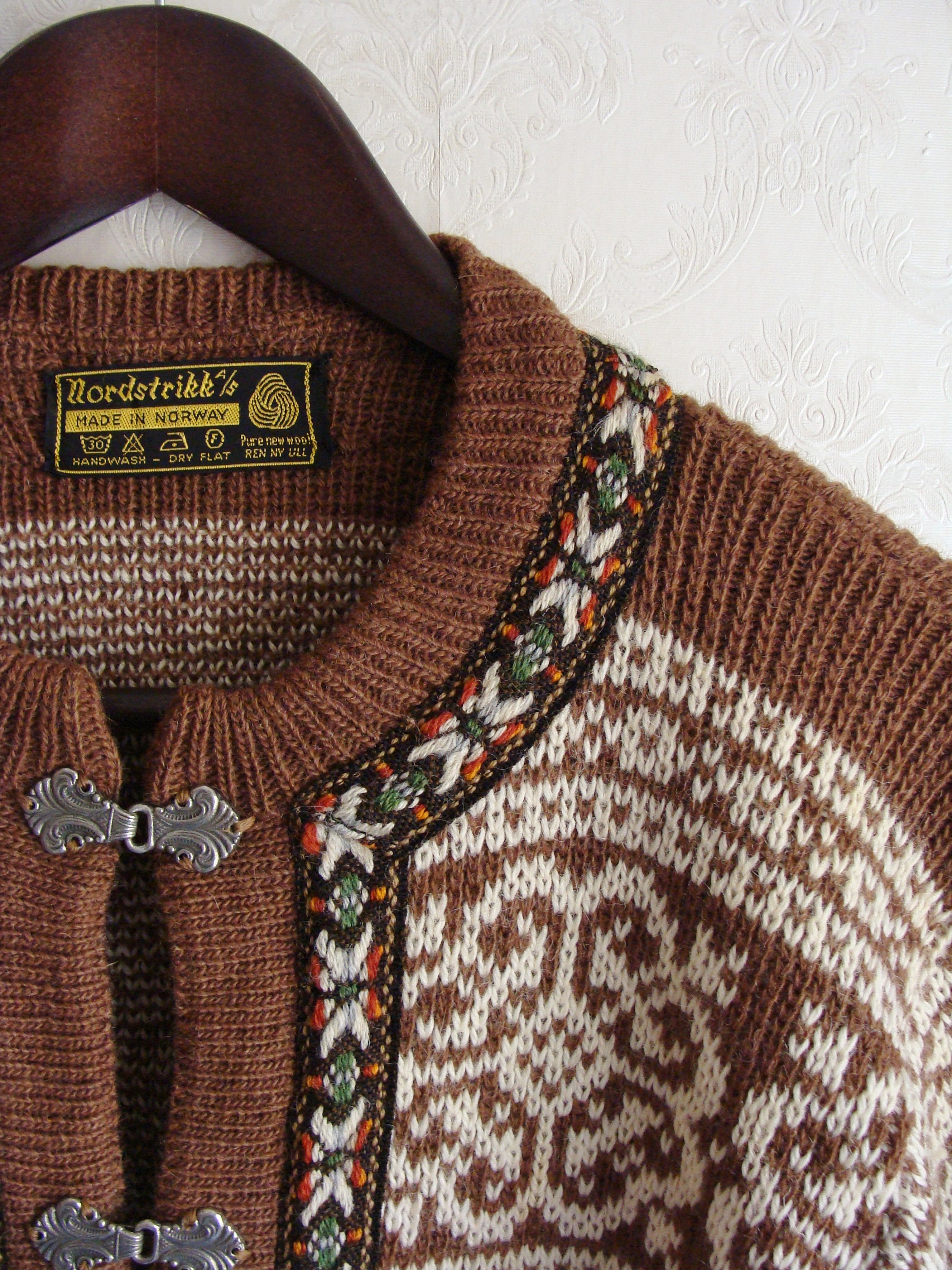 Cardigan Femme Vintage NORDIC NORWAY - Laine Motif Fair Isle - Taille M (40)