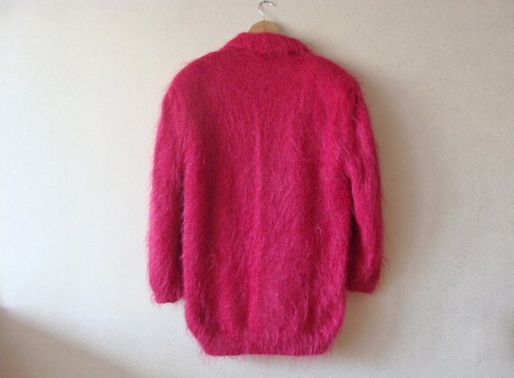 90s Pink Mohair Sweater Cardigan, Oversized Fuzzy… - image 7