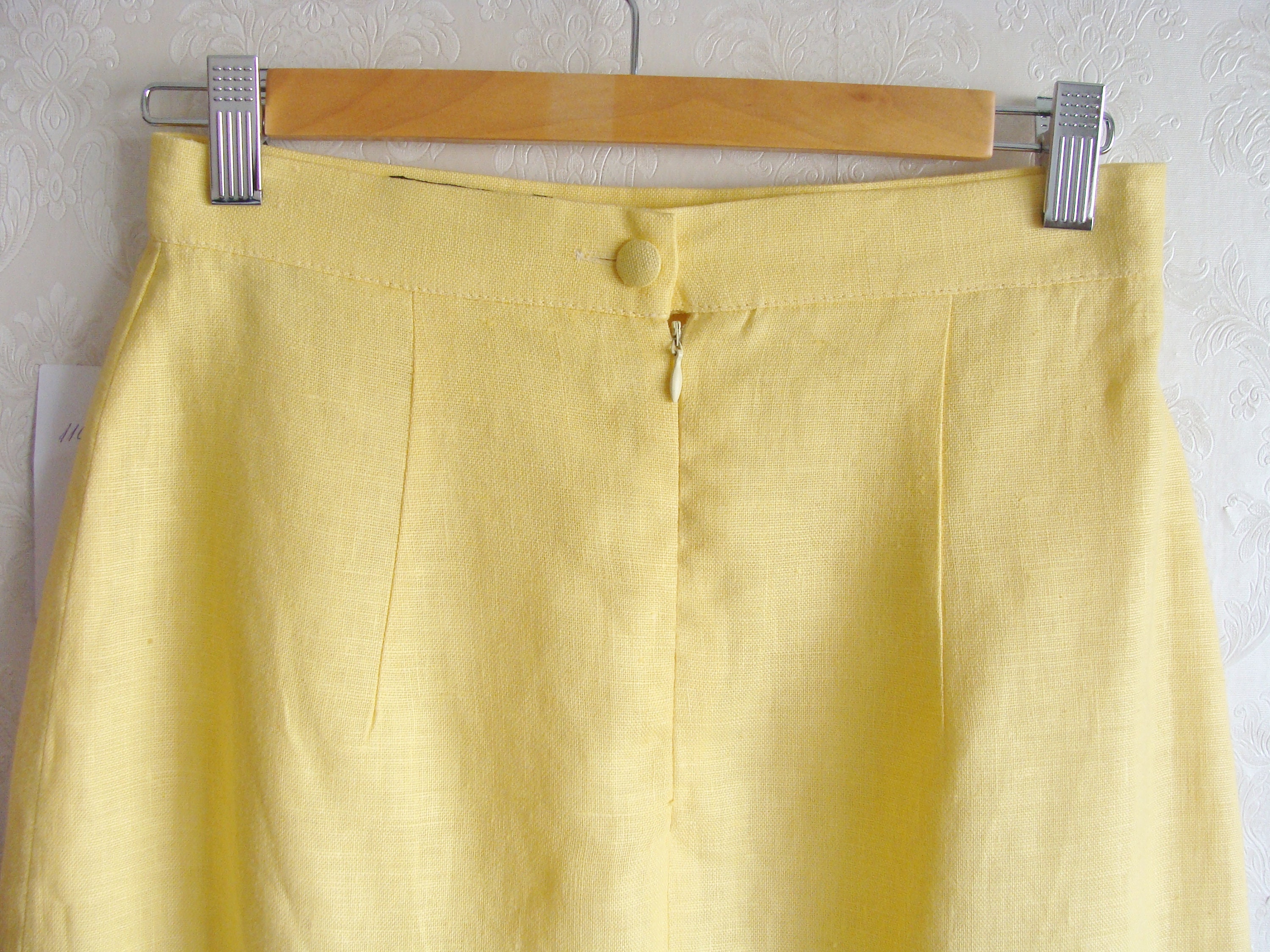 Jupe Longue Femme Pieces En Lin Jaune – Taille S, Coupe A, Poches (occasion Parfait état)