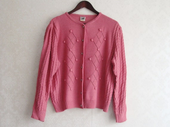 Pink Austrian Knit Cardigan, Vintage Trachten Fol… - image 2