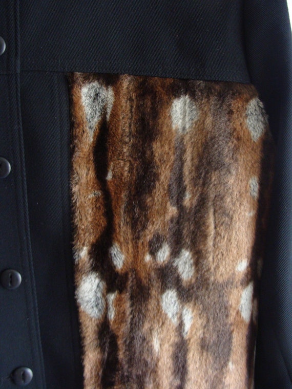 Vintage Fur Paneled Jacket, Black Patchwork Fur J… - image 4