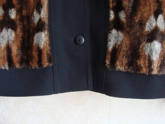 Vintage Fur Paneled Jacket, Black Patchwork Fur J… - image 6