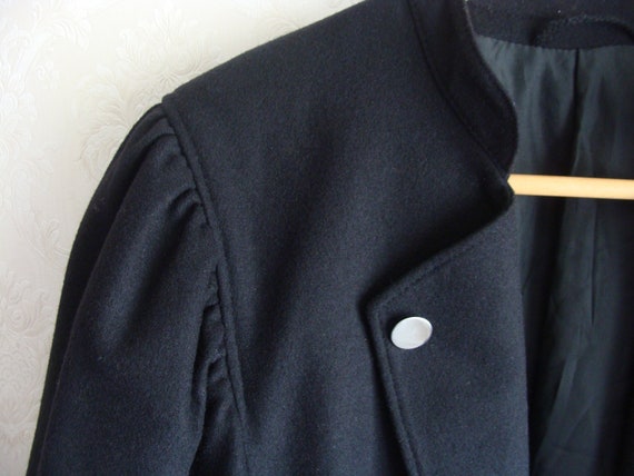 90s Austrian Black Wool Jacket Women's, Cropped F… - image 3