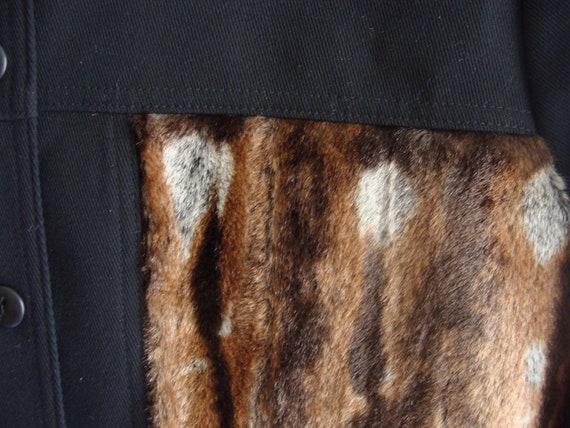 Vintage Fur Paneled Jacket, Black Patchwork Fur J… - image 5