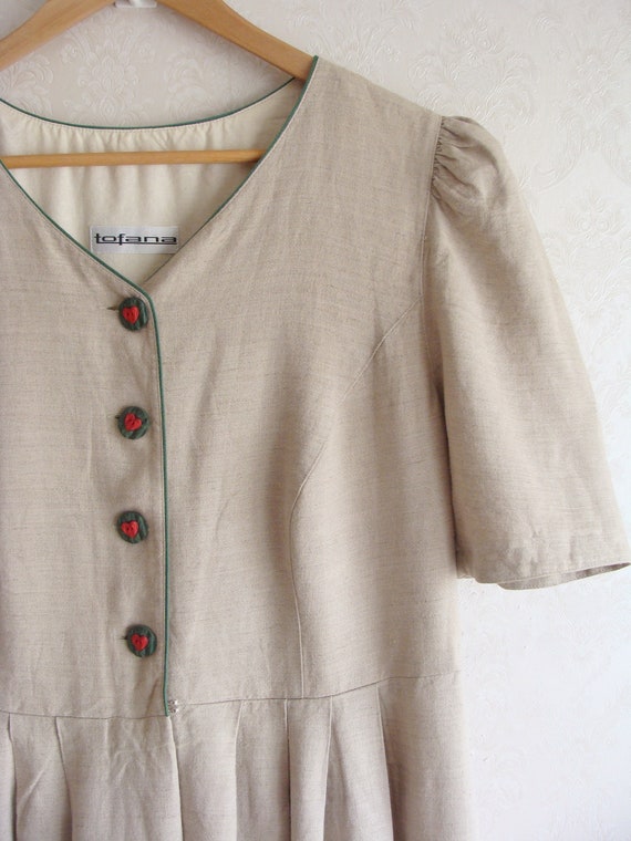 Vintage Linen Beige Dirndl Dress, Traditional Ger… - image 6