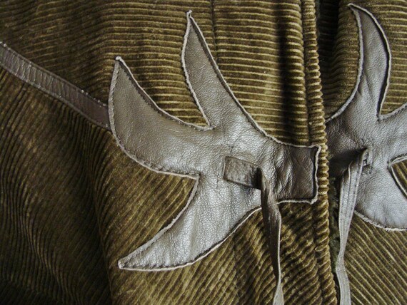 80s Long Green Corduroy Coat, Hooded Duster Coat … - image 4