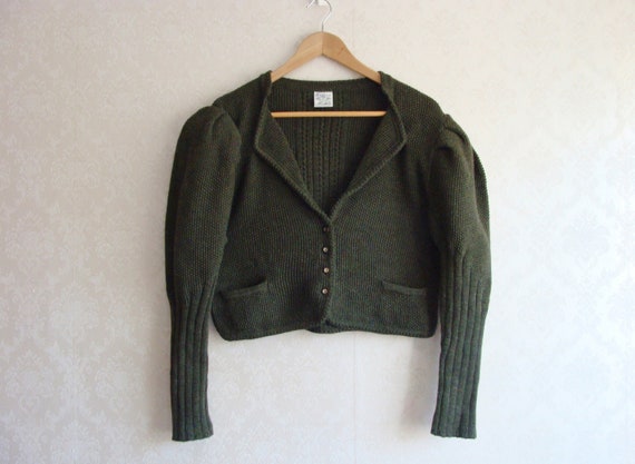 Austrian Knit Cardigan, Vintage Trachten Folk Card