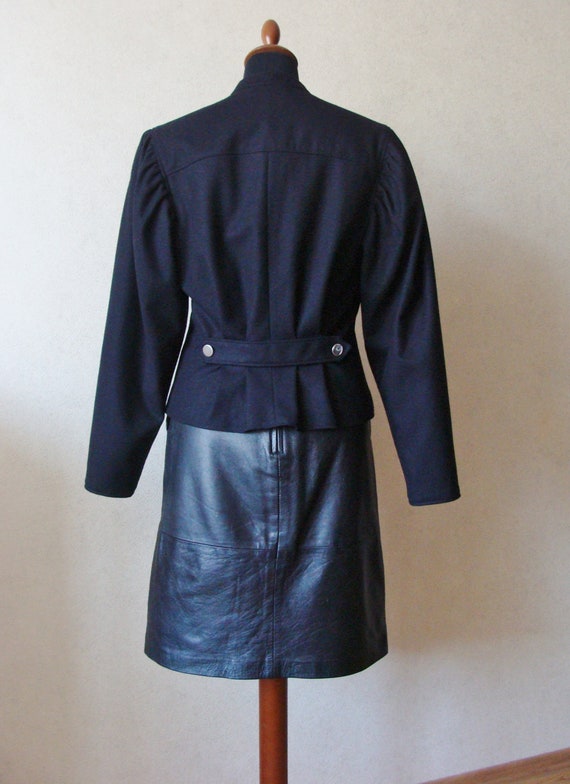 90s Austrian Black Wool Jacket Women's, Cropped F… - image 10