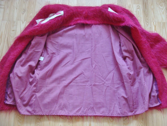 90s Pink Mohair Sweater Cardigan, Oversized Fuzzy… - image 8