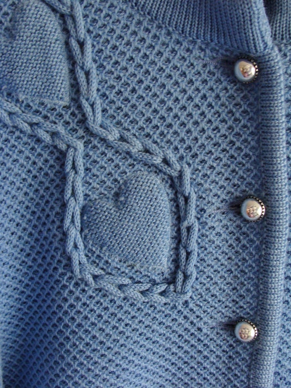 Austrian Wool Cardigan, Embroidered Heart Sweater… - image 4