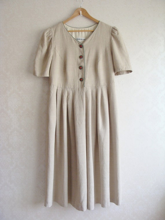 Vintage Linen Beige Dirndl Dress, Traditional Ger… - image 8