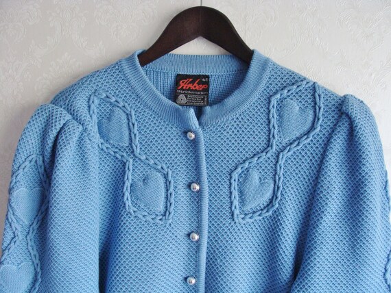 Austrian Wool Cardigan, Embroidered Heart Sweater… - image 2