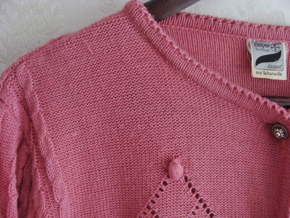 Pink Austrian Knit Cardigan, Vintage Trachten Fol… - image 8