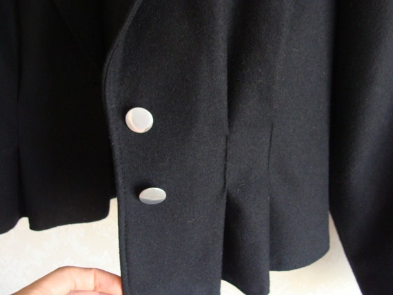 90s Austrian Black Wool Jacket Women's, Cropped F… - image 6