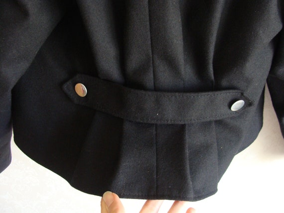 90s Austrian Black Wool Jacket Women's, Cropped F… - image 7