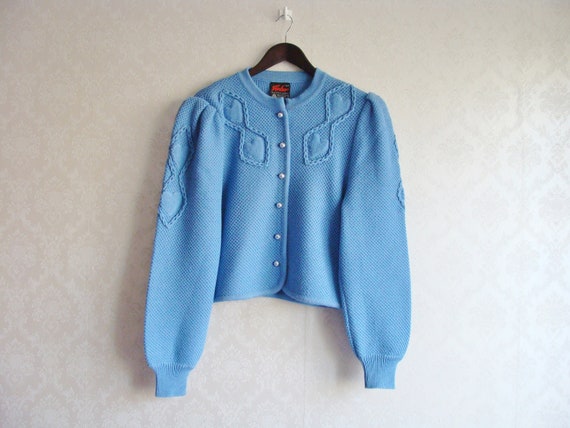 Austrian Wool Cardigan, Embroidered Heart Sweater… - image 7