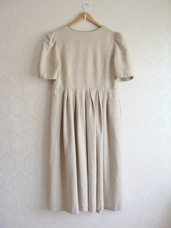 Vintage Linen Beige Dirndl Dress, Traditional Ger… - image 7
