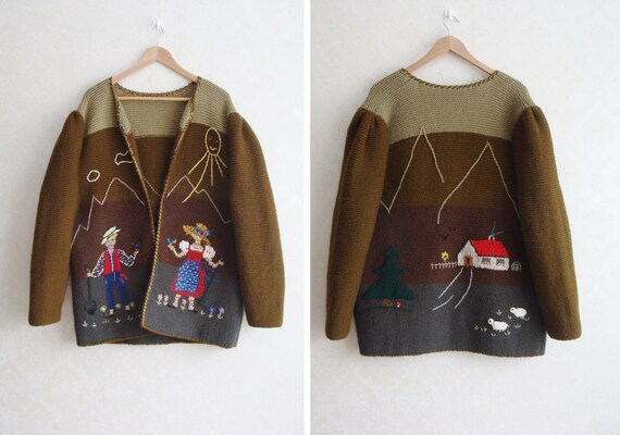 Hand Knitted Austrian Trachten Jacket, Austrian Ha