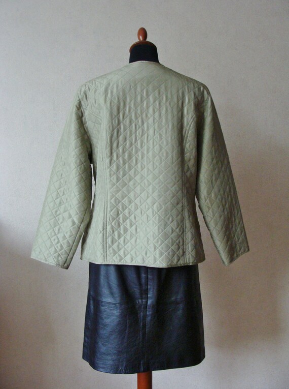 Sage Green Quilted Liner Jacket, Cropped Silk Jacket,… Gem