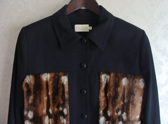 Vintage Fur Paneled Jacket, Black Patchwork Fur J… - image 3
