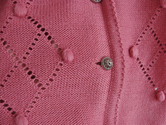 Pink Austrian Knit Cardigan, Vintage Trachten Fol… - image 5